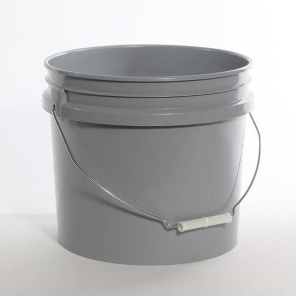 Open Head Pail, HDPE, Gray, 3.5 gal., Height: 10-1/2