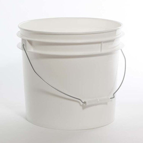 Open Head Pail, HDPE, White, 3.5 gal., Height: 10-7/8