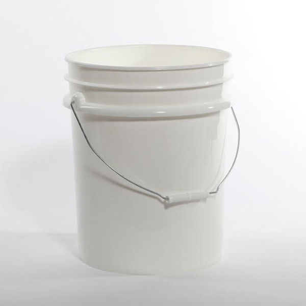 Open Head Pail, HDPE, White, 5 gal., Height: 14.6