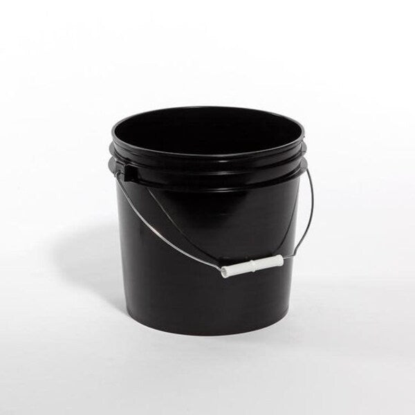 Open Head Pail, HDPE, Black, 2 gal., Height: 9-1/4