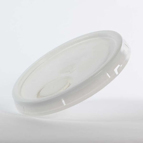 Cover, HDPE, White, 3.5-7 gal., Shape: Round