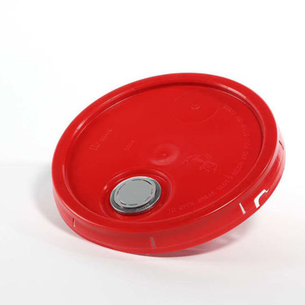 Cover, HDPE, Red, 3.5-6 gal., Shape: Round