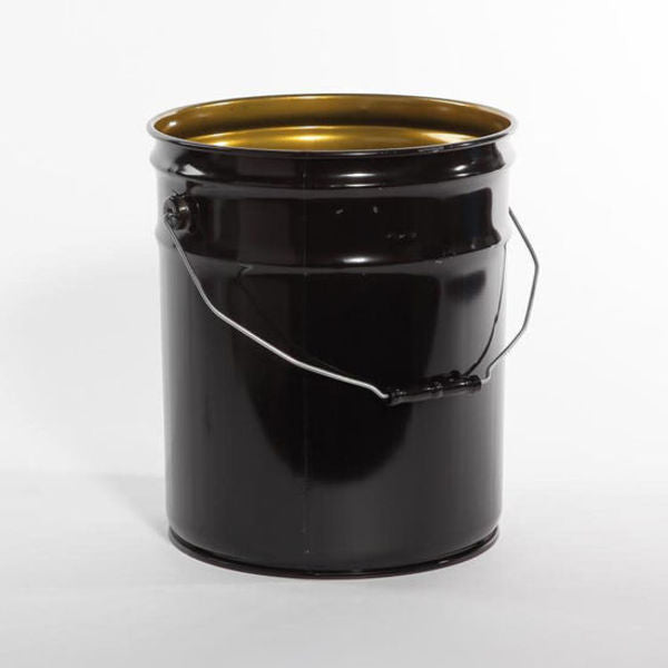 Open Head Pail, Steel, Black, 5 gal., Height: 13-7/16