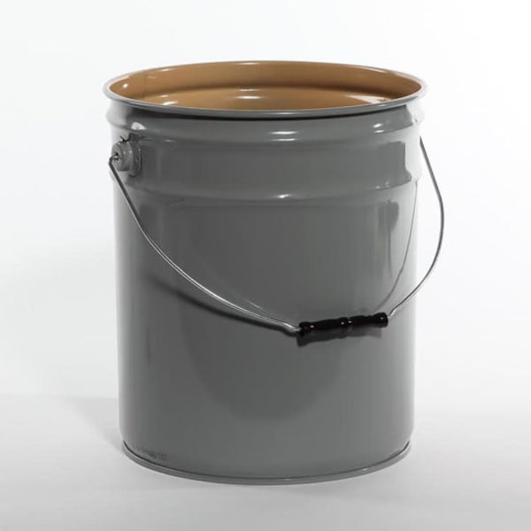 Open Head Pail, Steel, Gray, 5 gal., UN Rating Liquid: Y1.8/100