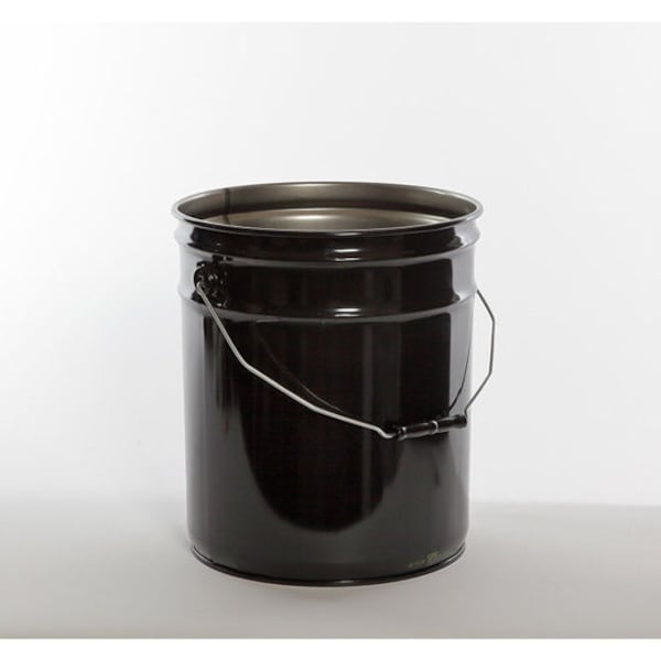 Open Head Pail, Steel, Black, 5 gal., Lining: Rust Inhibitor