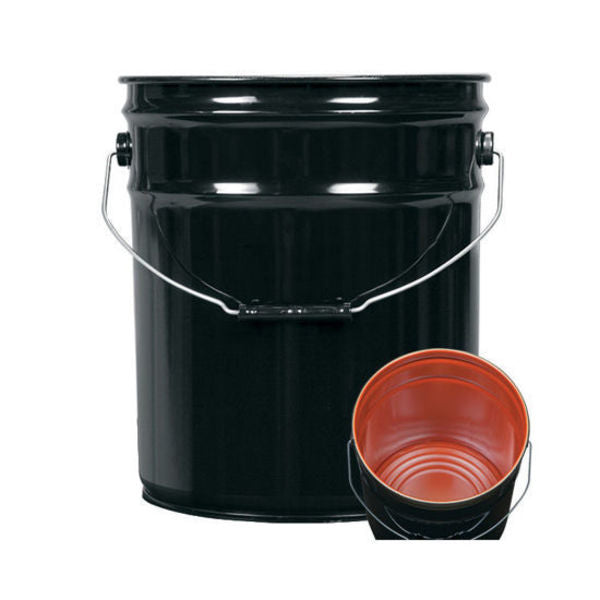 Open Head Pail, Steel, Black, 5 gal., Standards: UN Rated