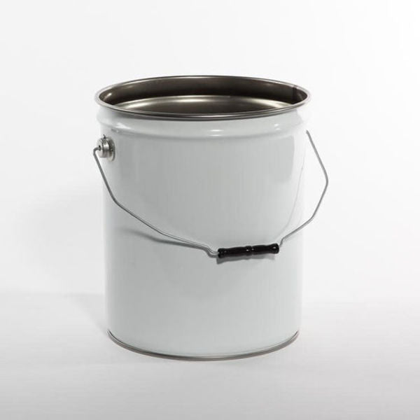 Open Head Pail, Steel, White, 5 gal., Height: 13-7/16