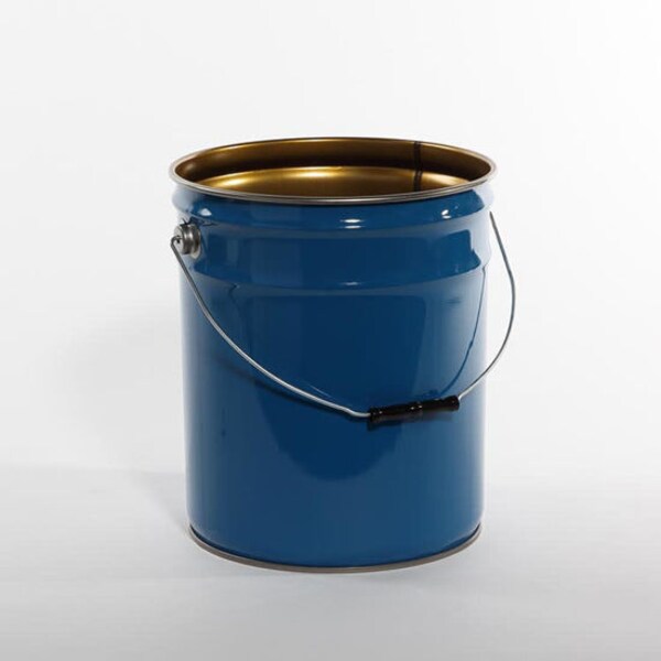 Open Head Pail, Steel, Blue, 5 gal.