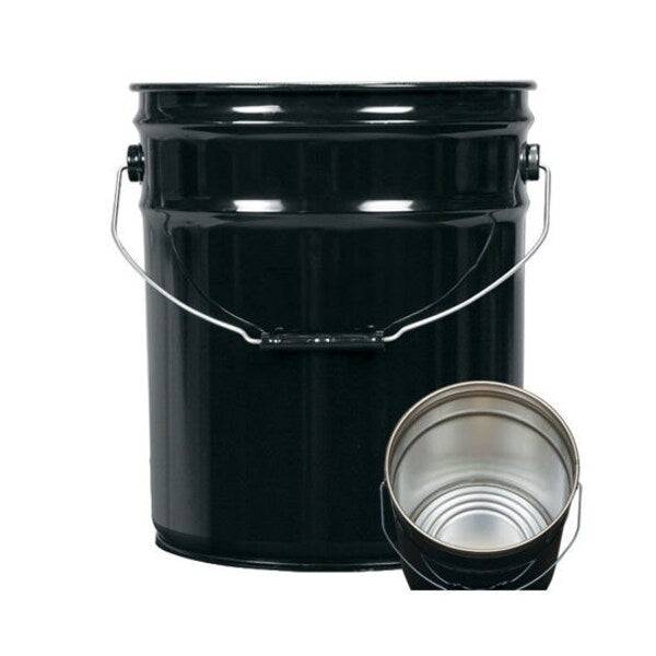 Open Head Pail, Steel, Black, 5 gal., UN Rating Liquid: Y1.8/100
