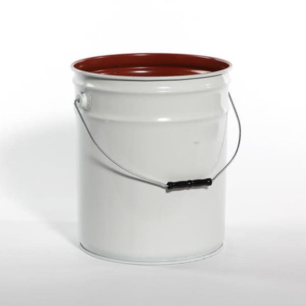 Open Head Pail, Steel, White, 5 gal., UN Rating Liquid: Y1.8/100