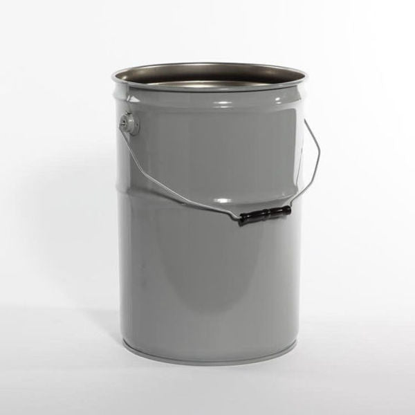 Open Head Pail, Steel, Gray, 6.5 gal.