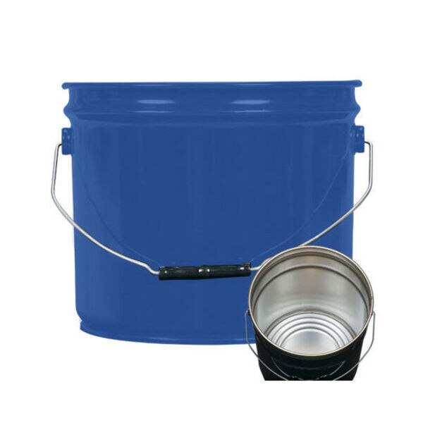 Open Head Pail, Steel, Blue, 3.5 gal.