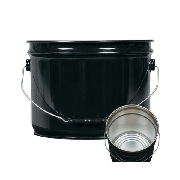 Open Head Pail, Steel, Black, 3 gal.