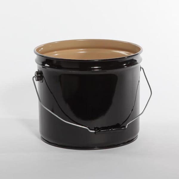 Open Head Pail, Steel, Black, 3.5 gal.