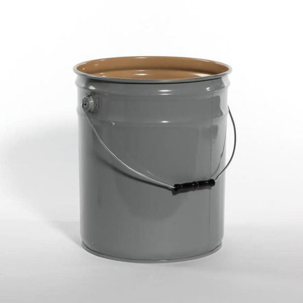 Open Head Pail, Steel, Gray, 5 gal., Height: 13-7/16