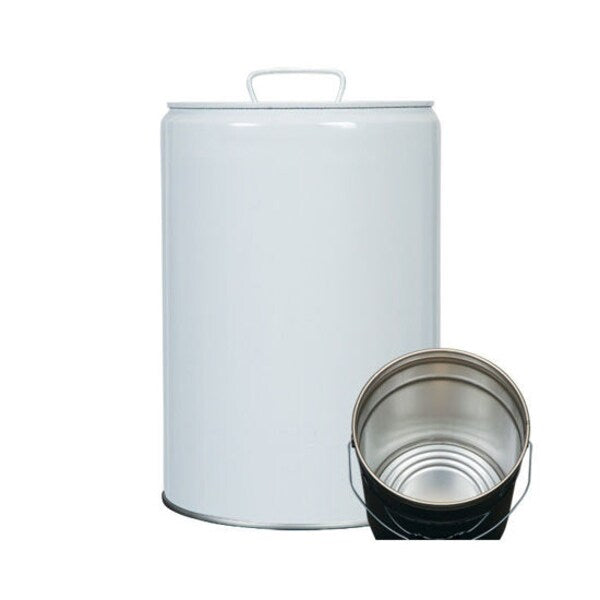 Tight Head Pail, Steel, White, 5.3 gal.