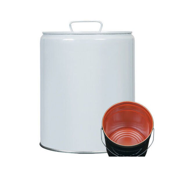 Tight Head Pail, Steel, White, 5 gal., Height: 13-7/16