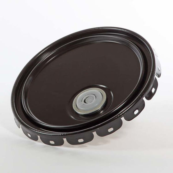 Cover, Steel, Black, 5 gal., Type: Lug with Rieke