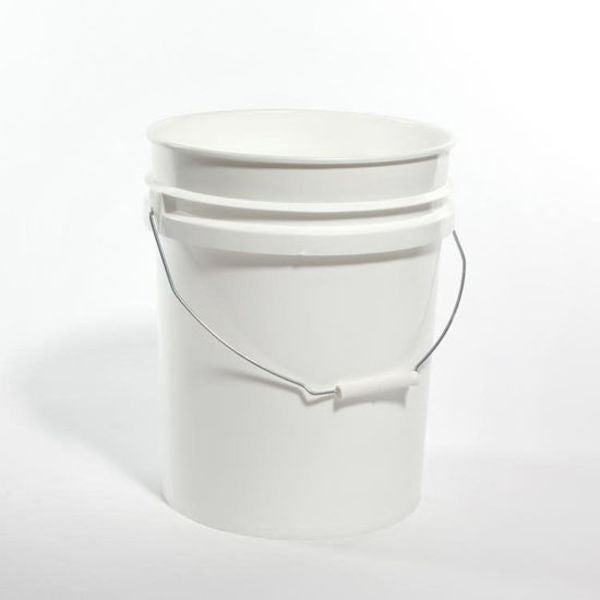 Open Head Pail, HDPE, White, 5 gal., Height: 14-9/16