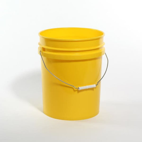 Open Head Pail, HDPE, Yellow, 5 gal., Height: 14-9/16