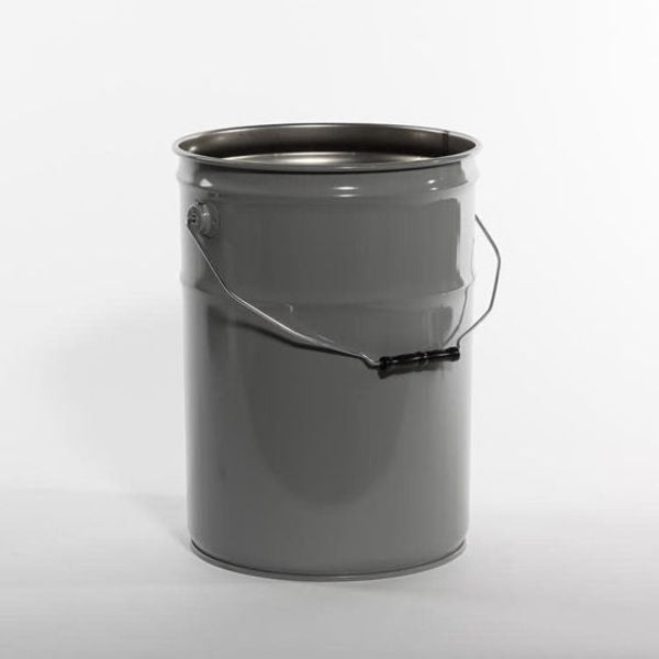 Open Head Pail, Steel, Gray, 6 gal.