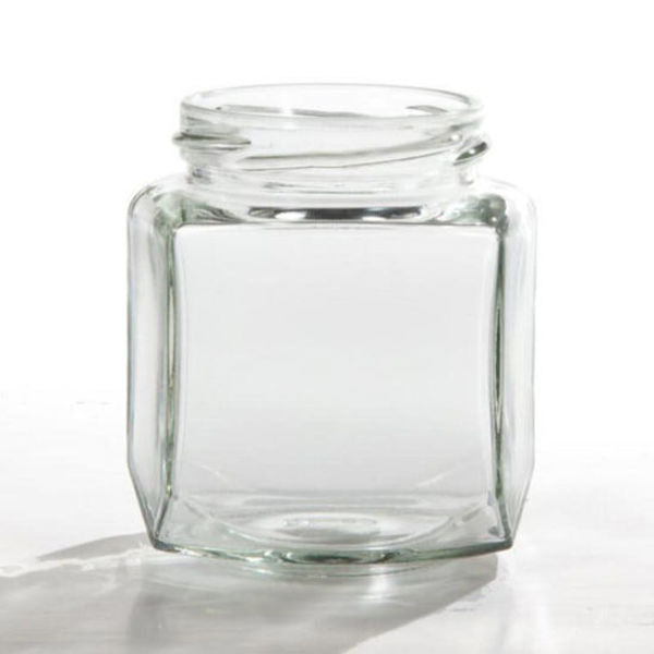 Hex Glass Jar, 9 oz.