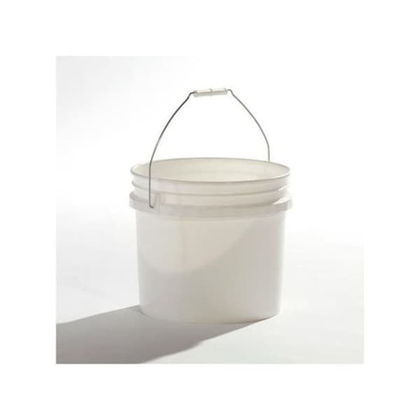 Open Head Pail, HDPE, White, 3.5 gal., Height: 10-1/2