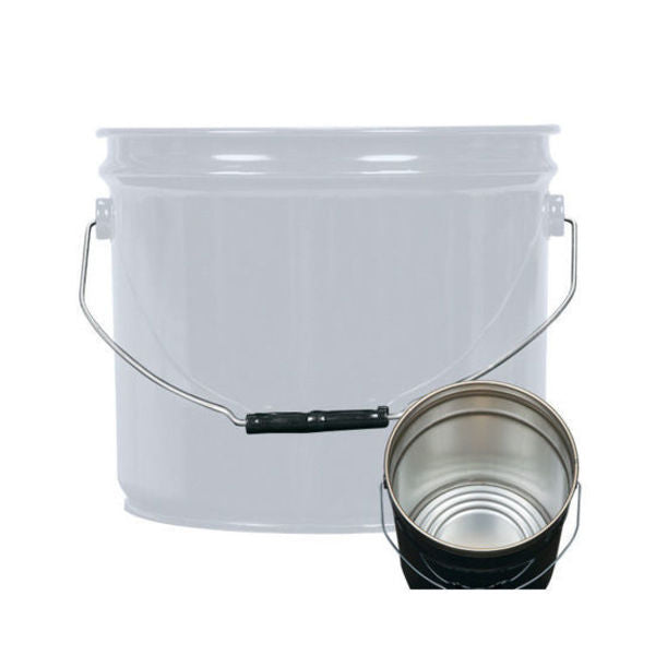 Open Head Pail, Steel, Gray, 3.5 gal., Handle Material: 9 ga. Wire Handle with Plastic Grip