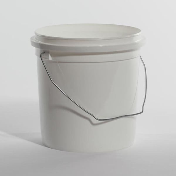 Open Head Pail, HDPE, White, 1 gal., Height: 7-5/8