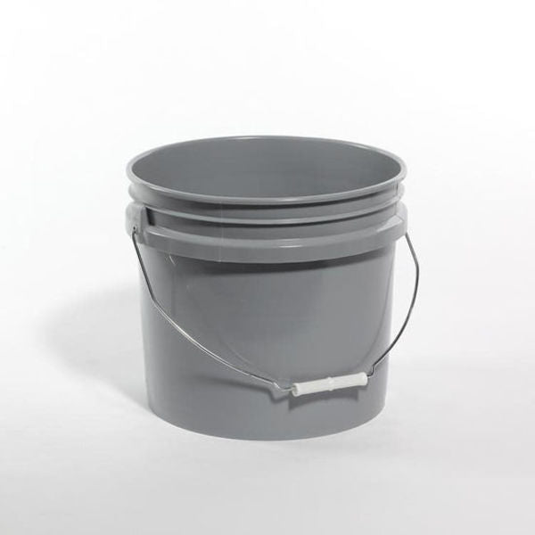 Open Head Pail, HDPE, Gray, 3.5 gal., Shape: Round