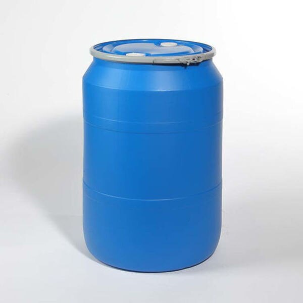 Plstc Drum, Fittings, Opn Hd, Blu, 55 gal.