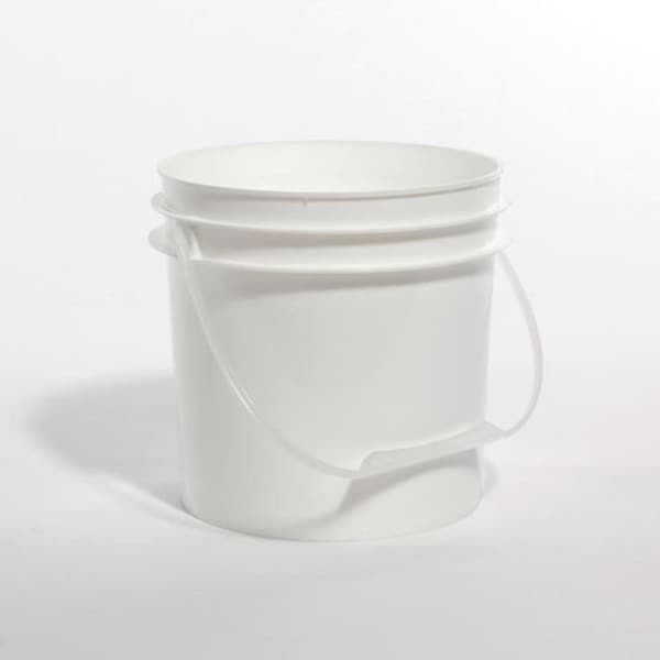 Open Head Pail, HDPE, White, 1 gal., Shape: Round