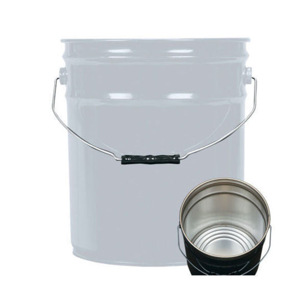 Open Head Pail, Steel, Gray, 5 gal., Lining: Rust Inhibitor