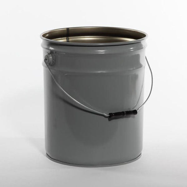 Open Head Pail, Steel, Gray, 5 gal.
