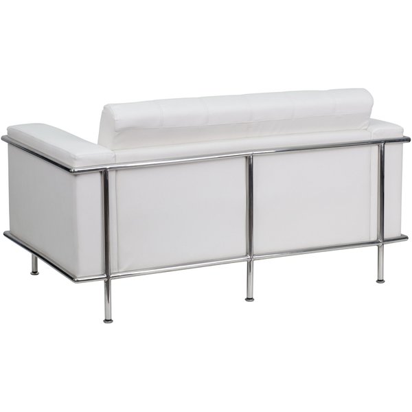 White LeatherSoft Double Stitch Detail Loveseat