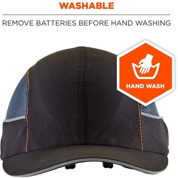 Bump Cap w/LED Light, Long Brim, Black
