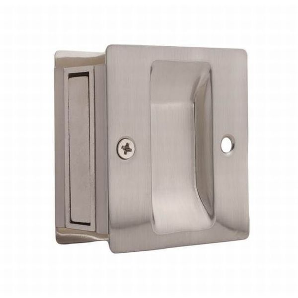 Rect Pass Pocket Door Lock ADJ Backset Full Lip Strike Satin Nickel