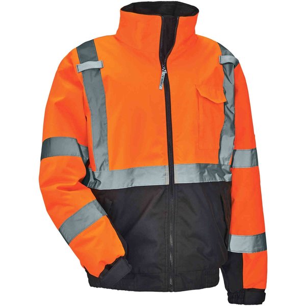 Quilted Bomber Jacket, Orange, Large