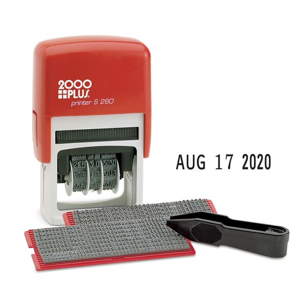 Dater Stamp Kit, 3-Line, Red/Blue Ink