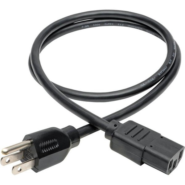 Power Cord, 5-15P to C13, 10A, 18AWG, 3ft