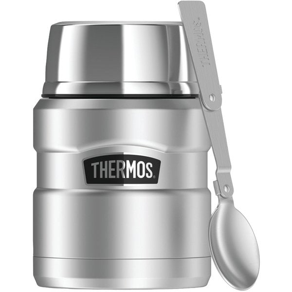 Stainless Steel Food Jar w/Folding Spoon, 16 oz., Matte Steel