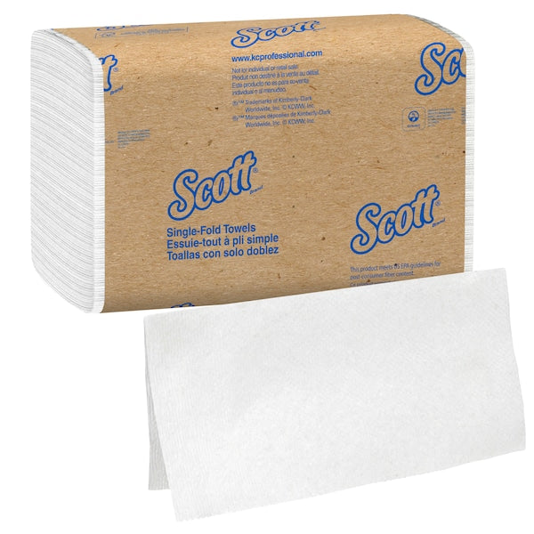 Essential Single Fold Paper Towel, 1 Ply, 250 Sheets, White, 16 PK
