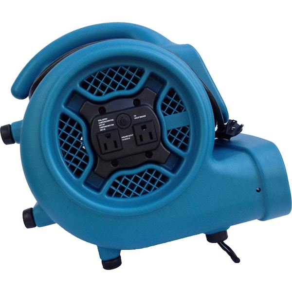 1/4 HP, 1600 CFM, 3 Amps, 4 Positions, 3 Speeds Air Mover with Power Outlets for Daisy Chain
