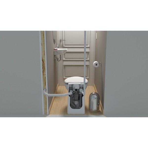 Sanicompact 48 Macerating Toilet, White, 0.8 gpf, Floor Mount, Round, White