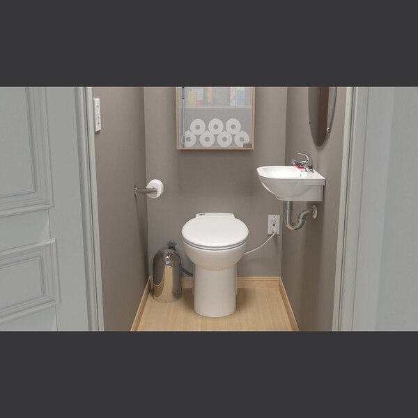 Sanicompact 48 Macerating Toilet, White, 0.8 gpf, Floor Mount, Round, White