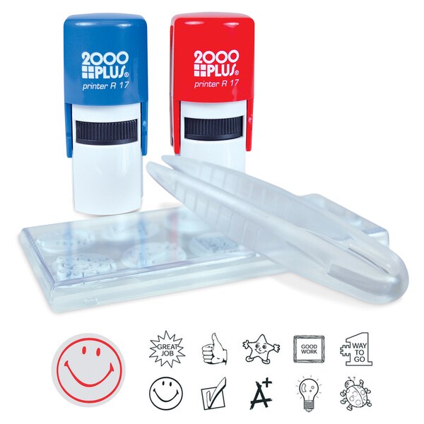 Stamp Kit, Office, Red/Blue Ink