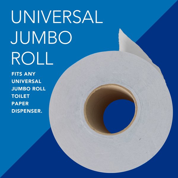 High-Capacity Jumbo Roll Toilet Paper, 2-Ply, Non-perforated, Compact Case (1,000'/Roll, 4 Rolls)