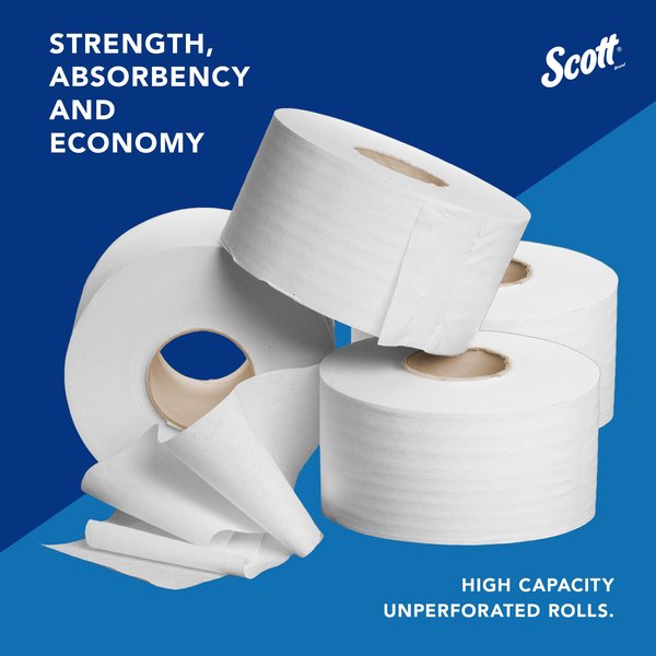 High-Capacity Jumbo Roll Toilet Paper, 2-Ply, Non-perforated, Compact Case (1,000'/Roll, 4 Rolls)