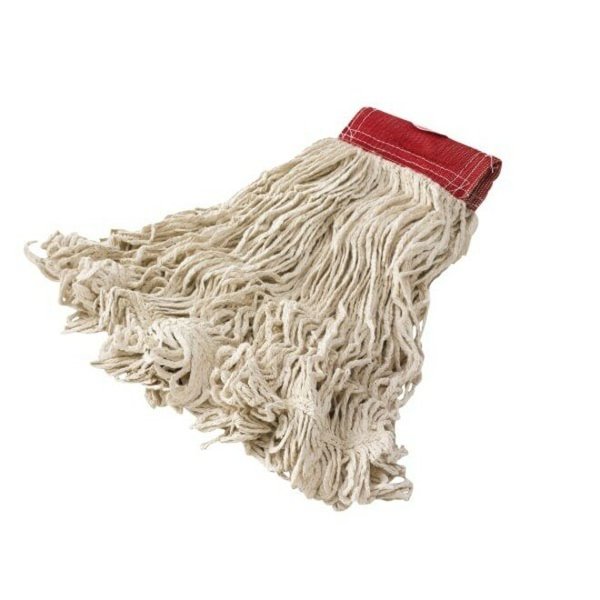 5 in String Wet Mop, 18 oz Dry Wt, Side Gate Connection, Looped-End, White, Cotton, PK6