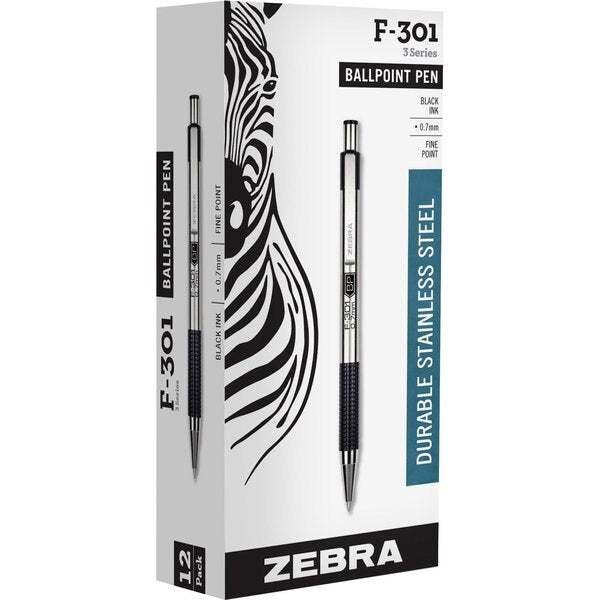 Pen, Ballpnt, F-301, Rt, 0.7, Bk, PK12